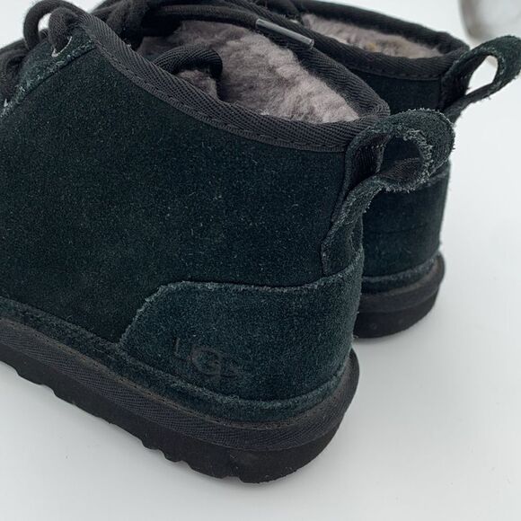 UGG Neumel black suede leather shearling wool lined ankle boots men’s size 7 - Picture 9 of 10